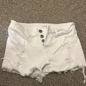 Cello Women's White Frayed Jean Shorts